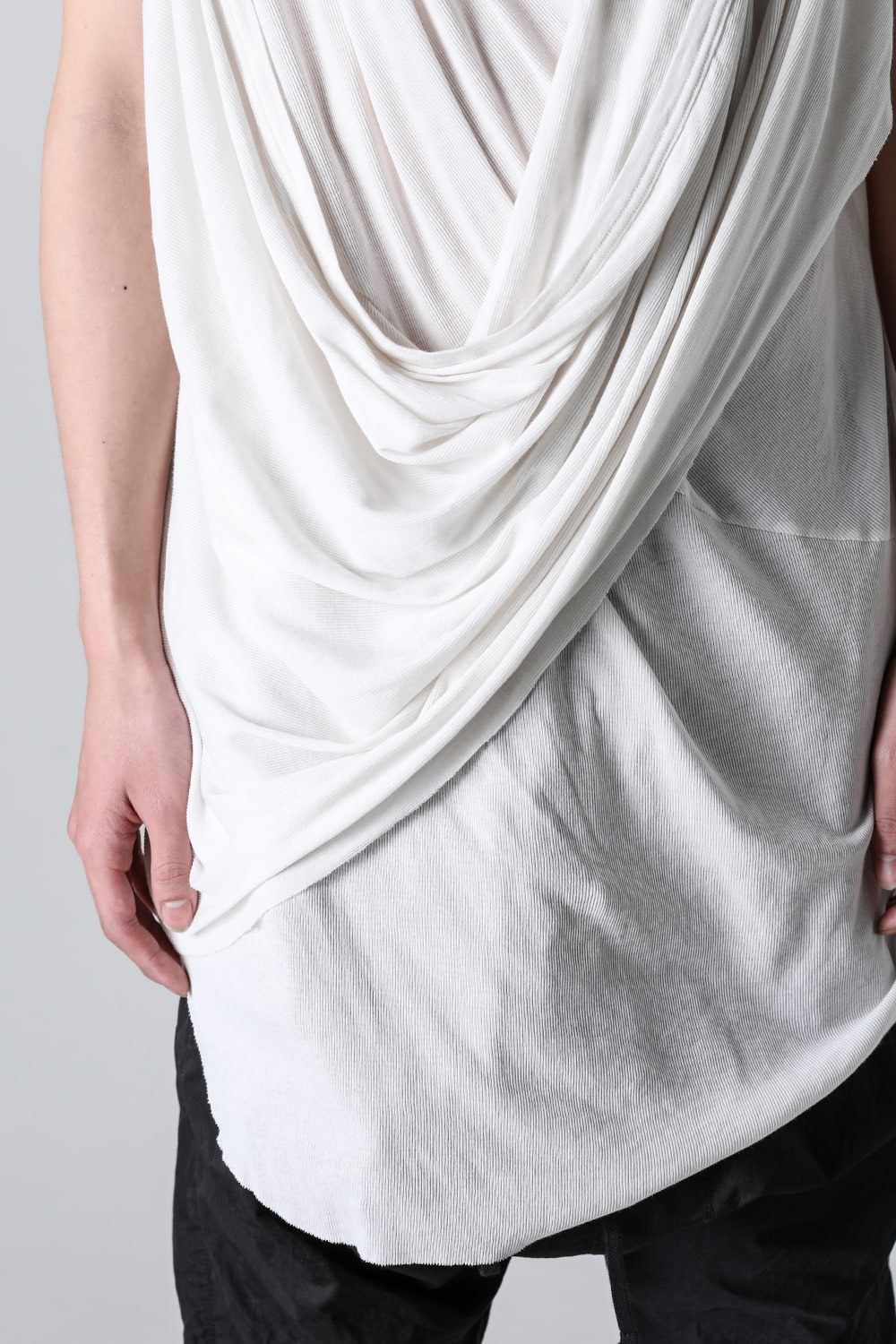 Cotton Rib Sleeveless Drape Cut & Sewn