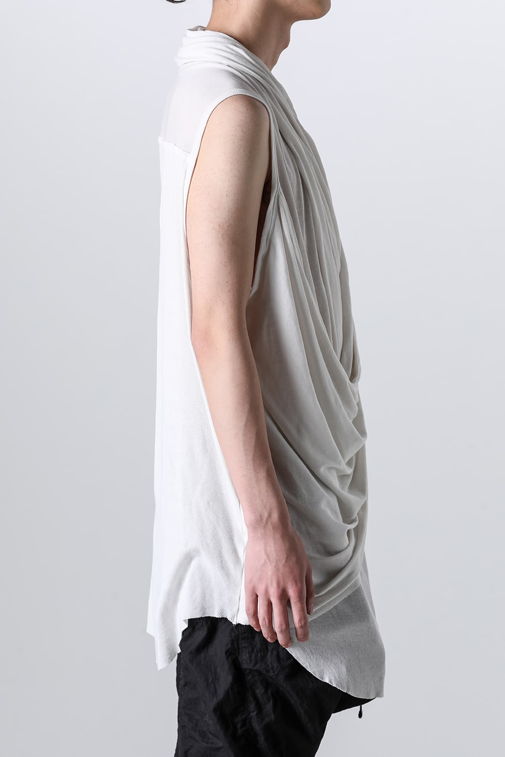 Cotton Rib Sleeveless Drape Cut & Sewn