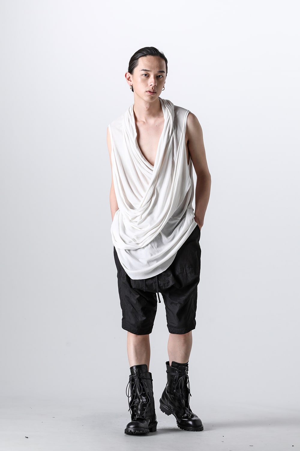 Cotton Rib Sleeveless Drape Cut & Sewn