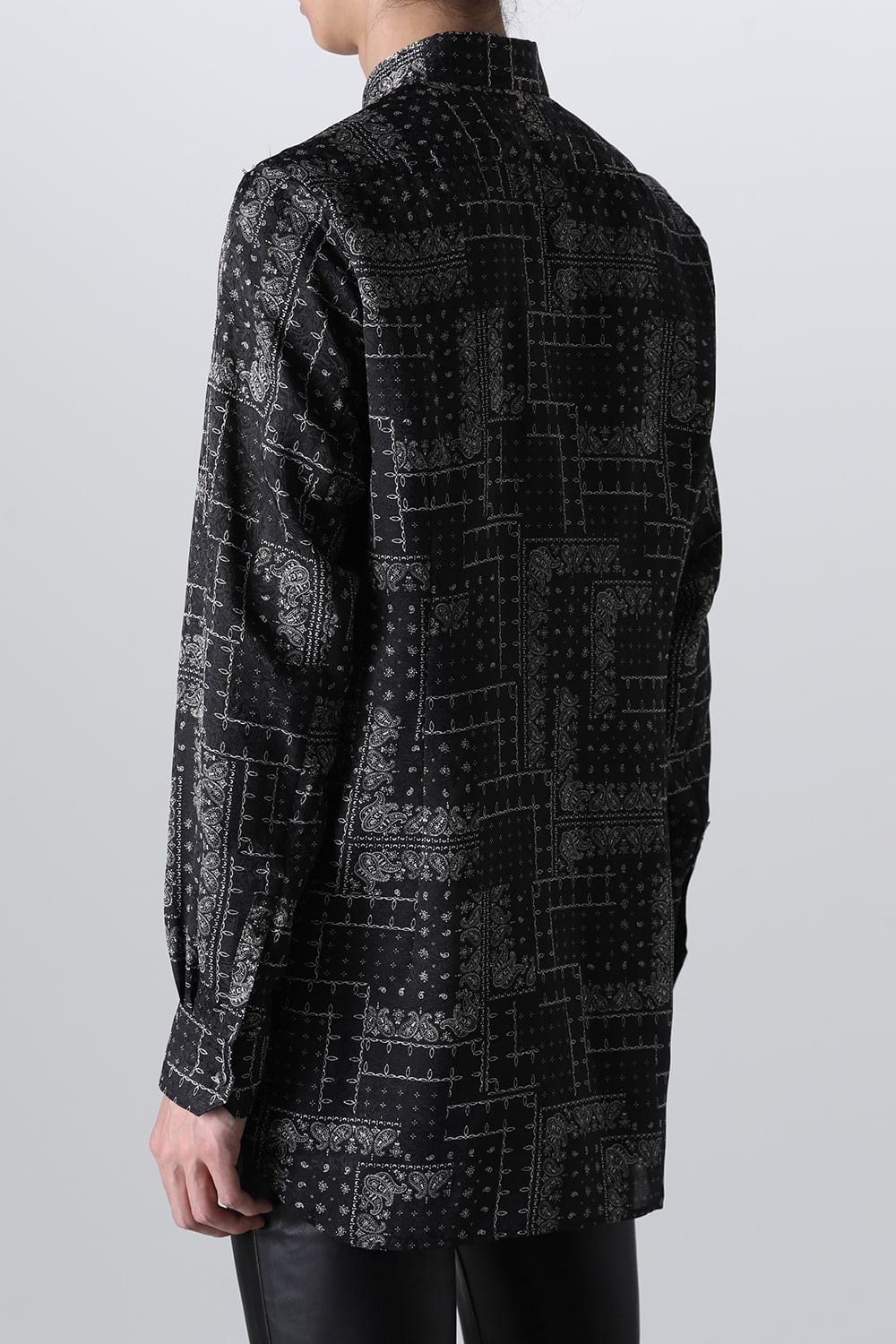 Printed Satin JQ Regular Shirt Black