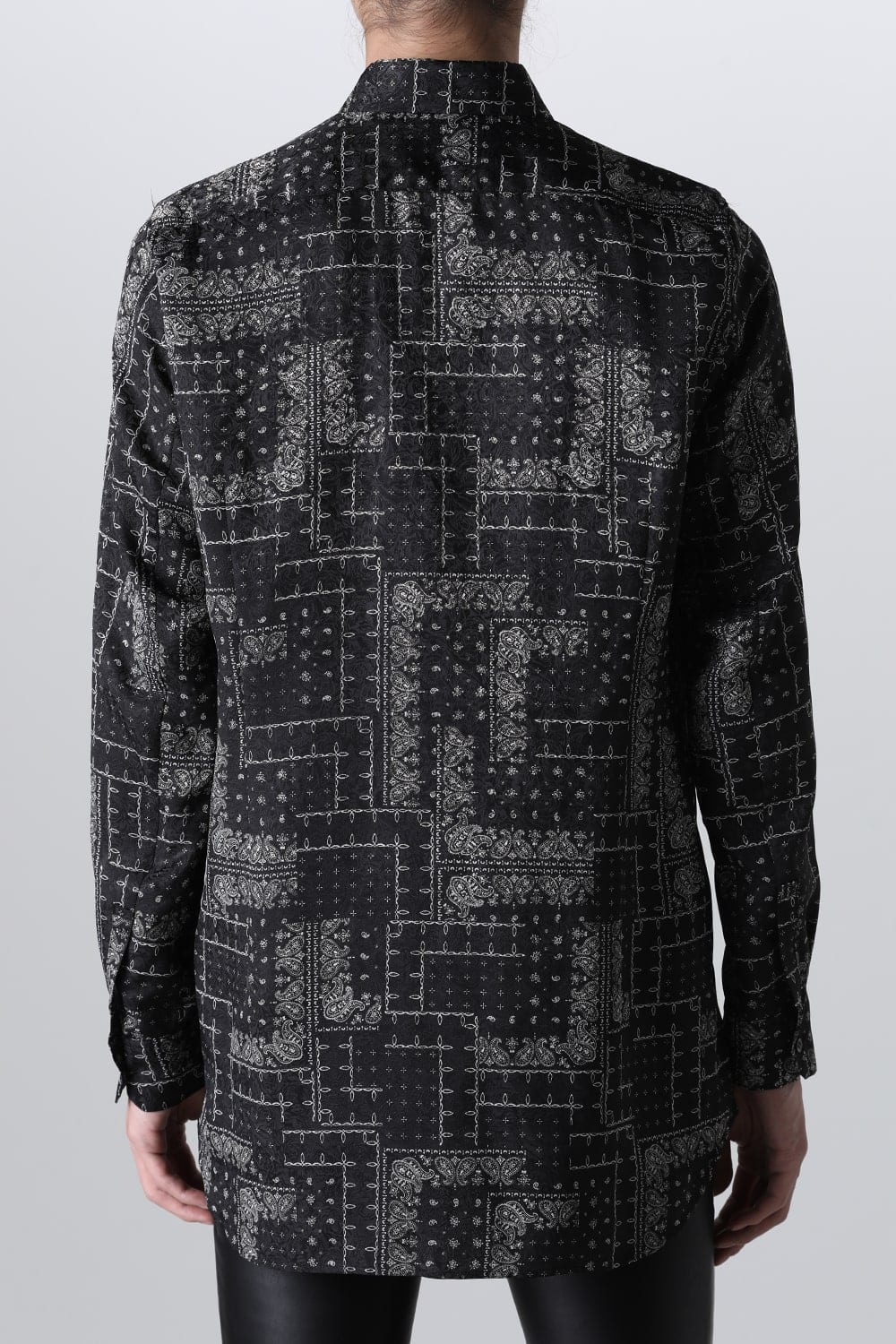 Printed Satin JQ Regular Shirt Black