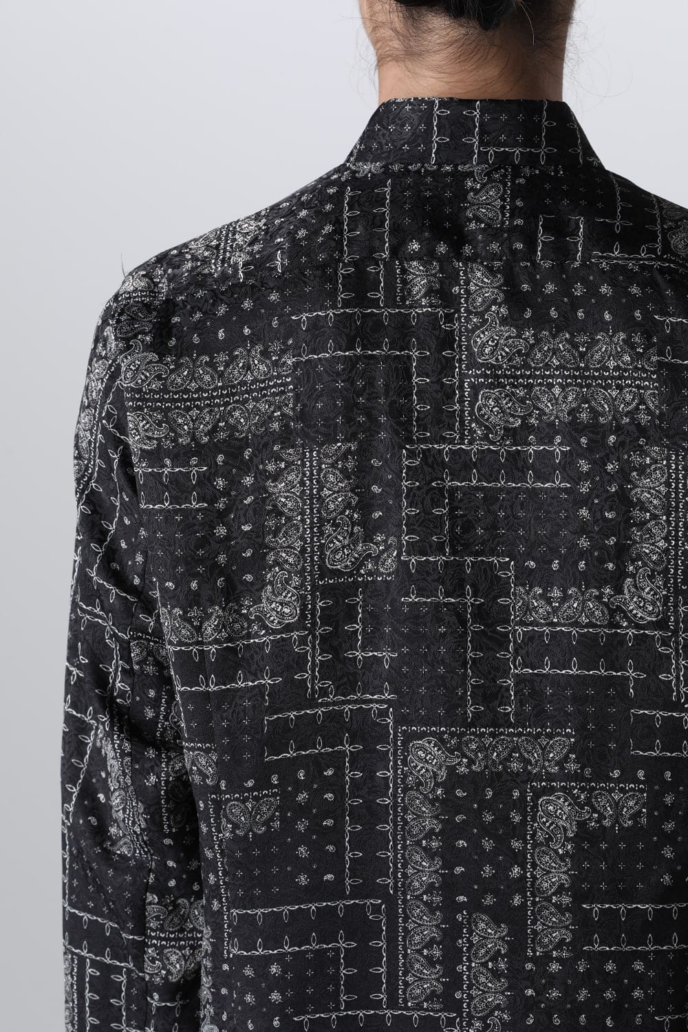 Printed Satin JQ Regular Shirt Black