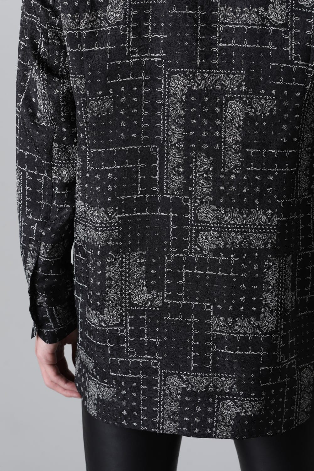 Printed Satin JQ Regular Shirt Black
