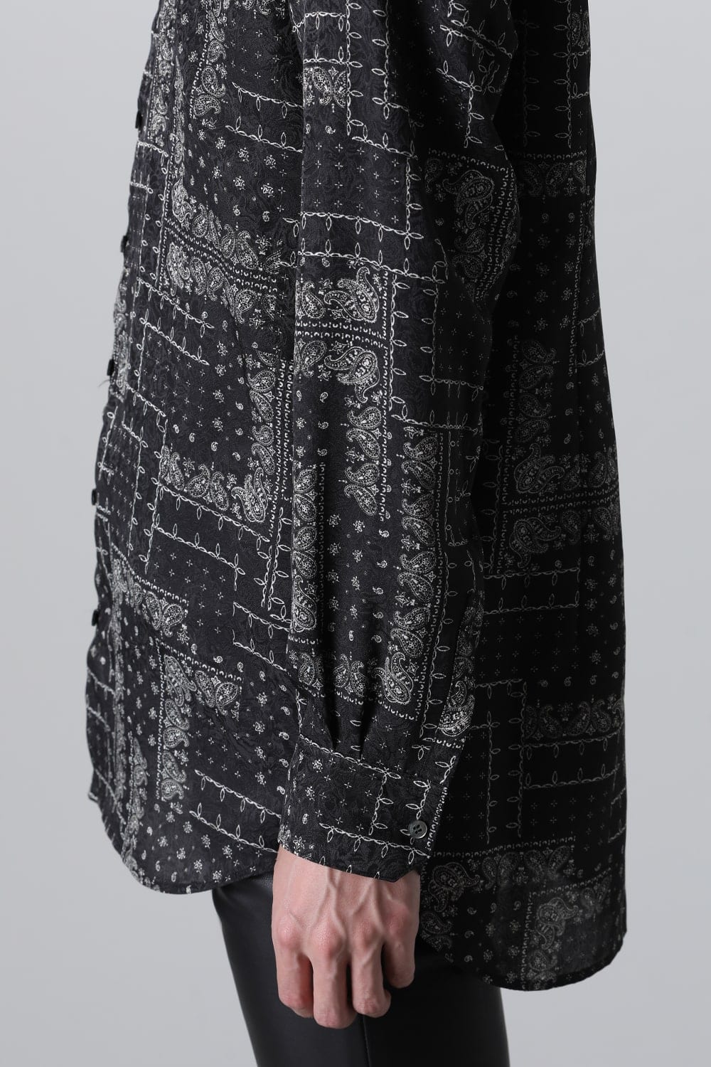 Printed Satin JQ Regular Shirt Black