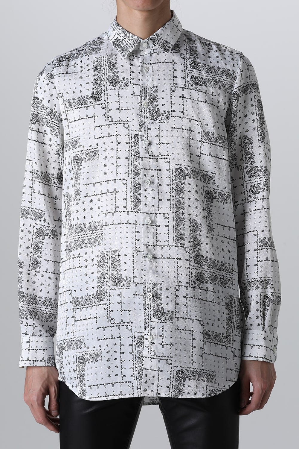 Printed Satin JQ Regular Shirt White
