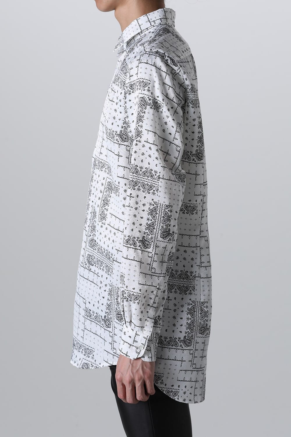 Printed Satin JQ Regular Shirt White