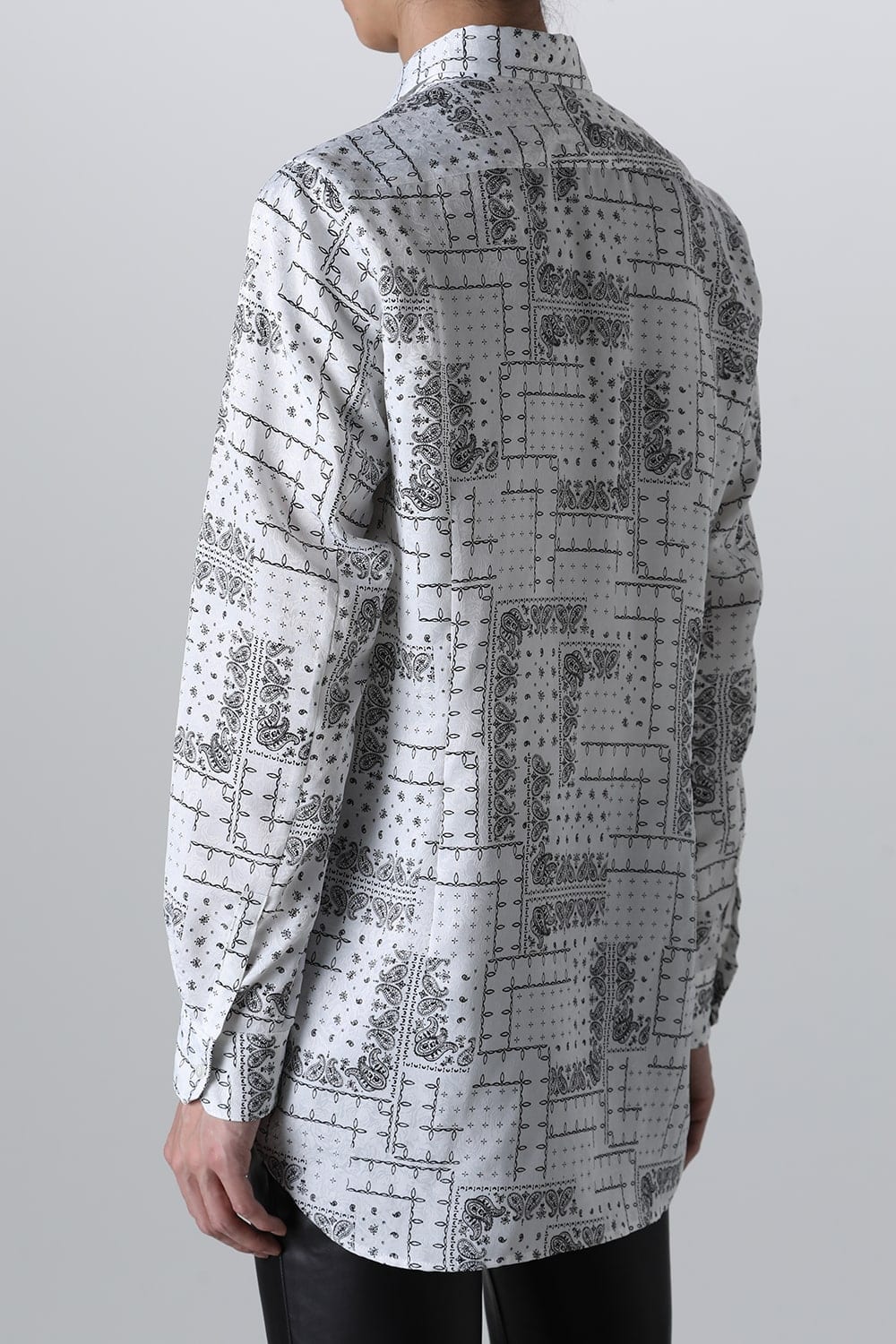 Printed Satin JQ Regular Shirt White