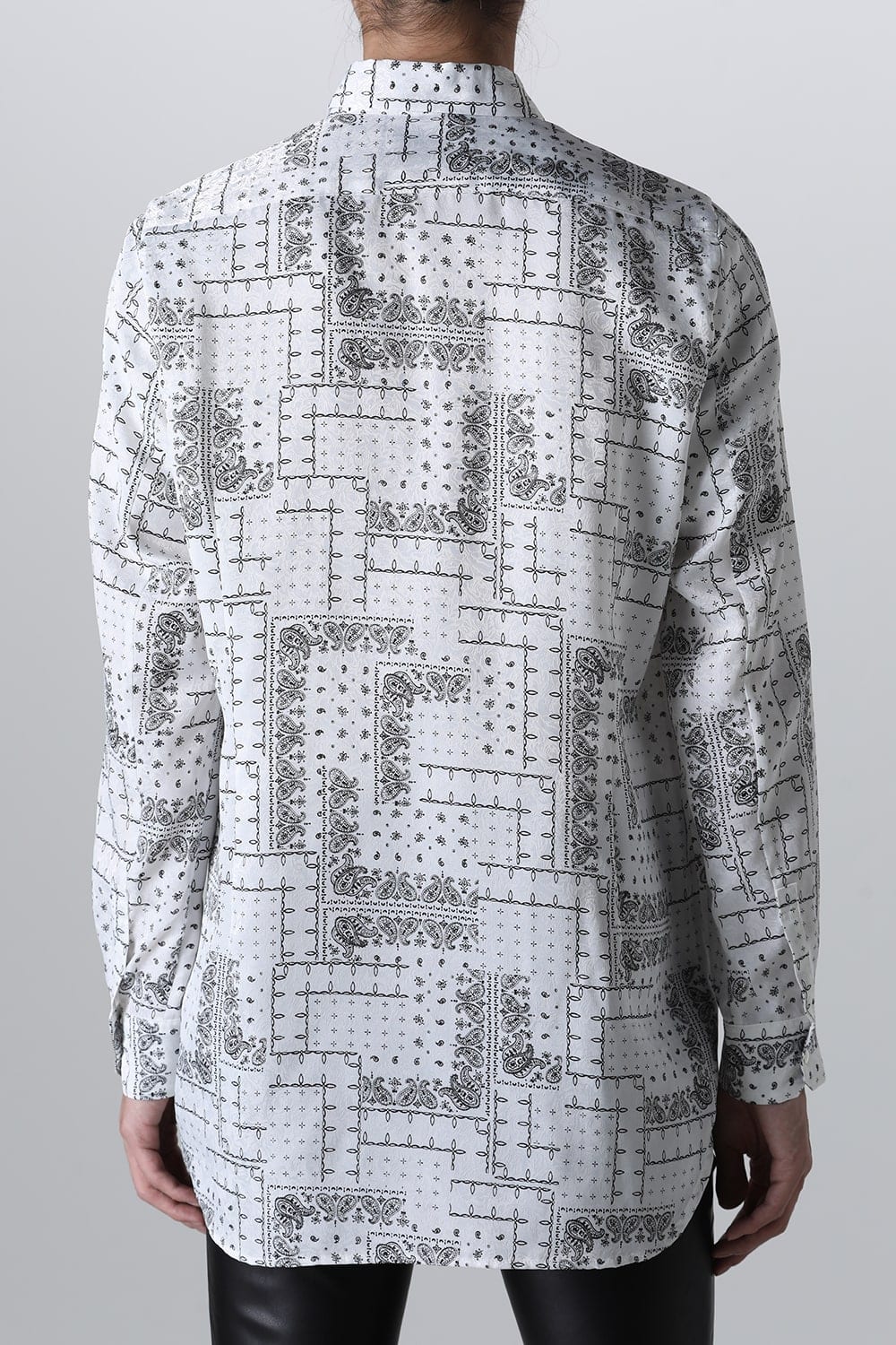 Printed Satin JQ Regular Shirt White