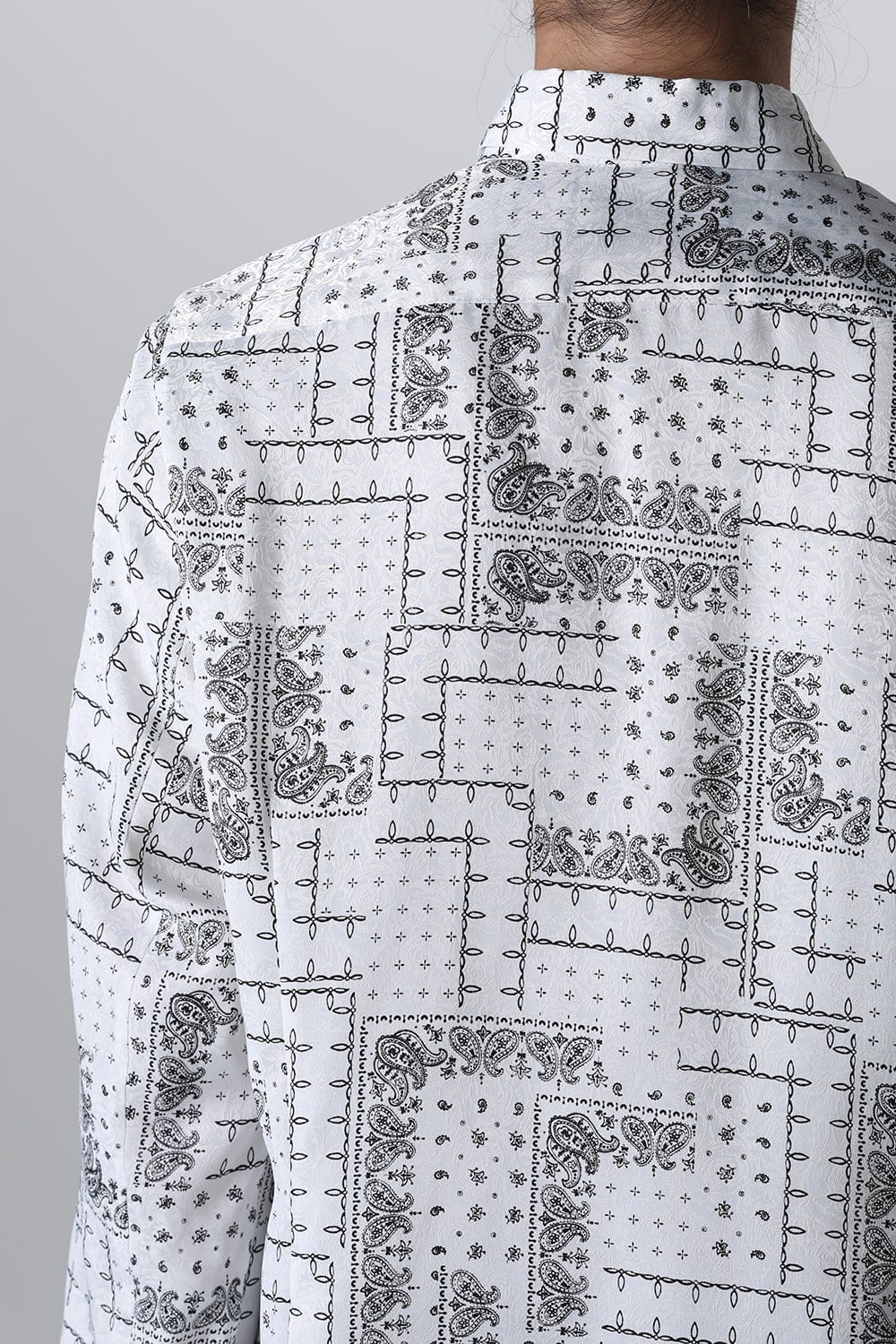 Printed Satin JQ Regular Shirt White