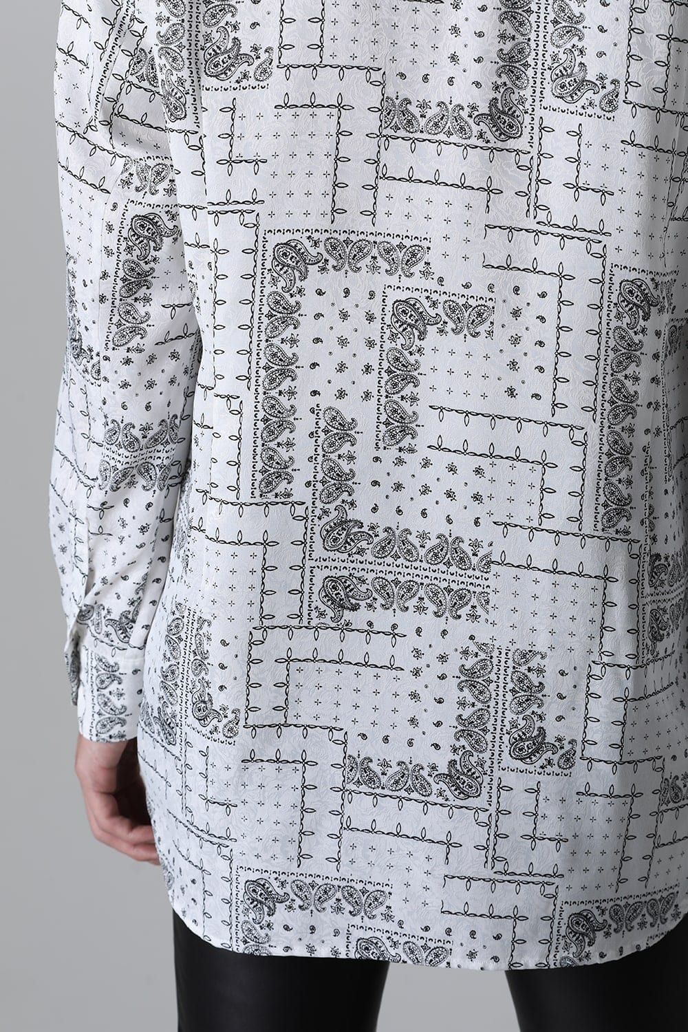 Printed Satin JQ Regular Shirt White