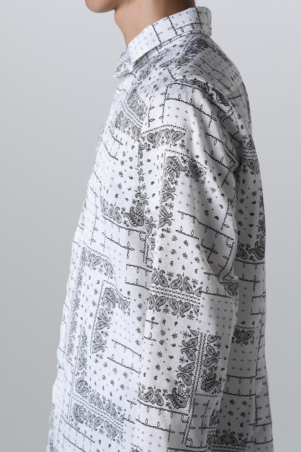 Printed Satin JQ Regular Shirt White