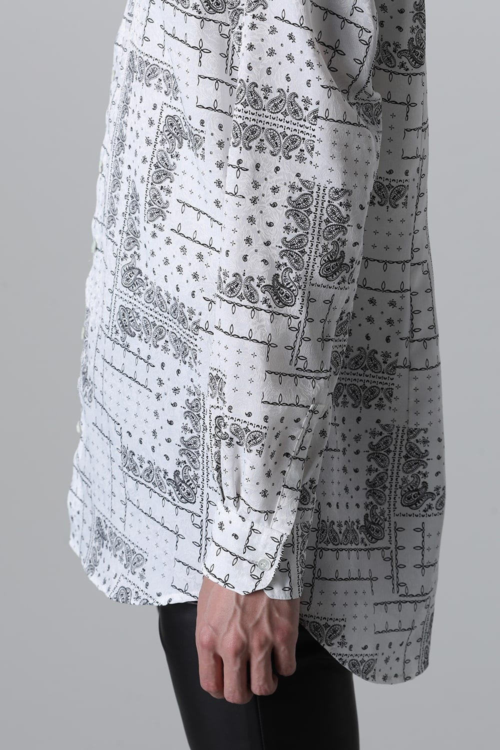 Printed Satin JQ Regular Shirt White