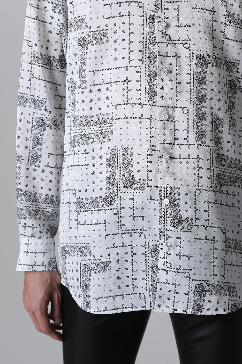 Printed Satin JQ Regular Shirt White