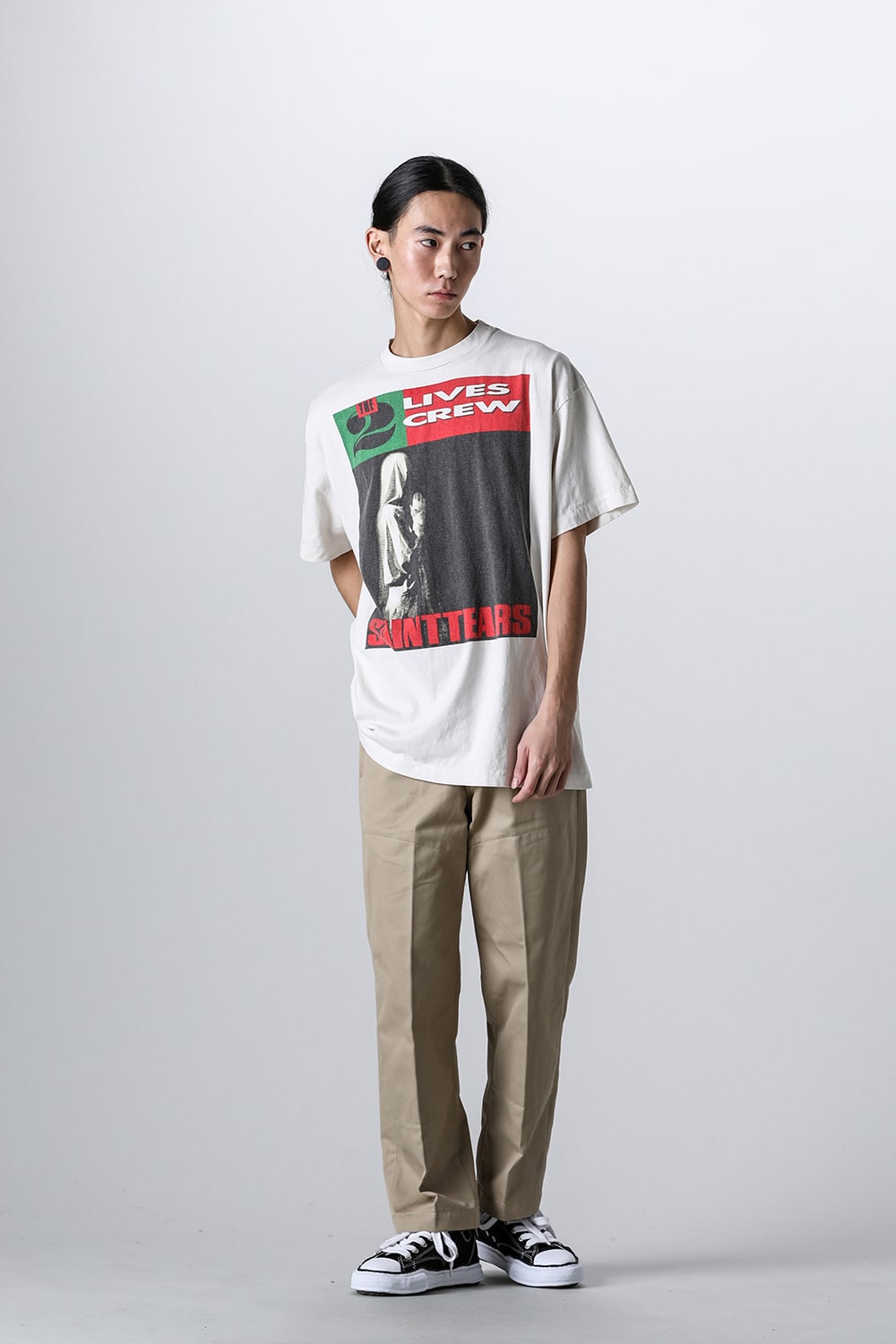 DENIM TEARS × SAINT Mxxxxxx LIVES CREW Short sleeve T-shirt