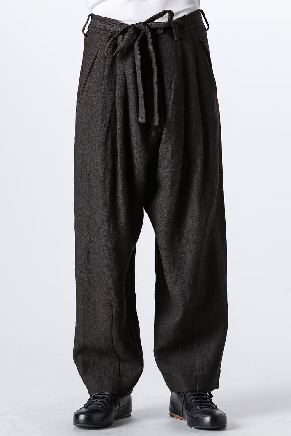 Front Pleats Half Drawstring Trousers