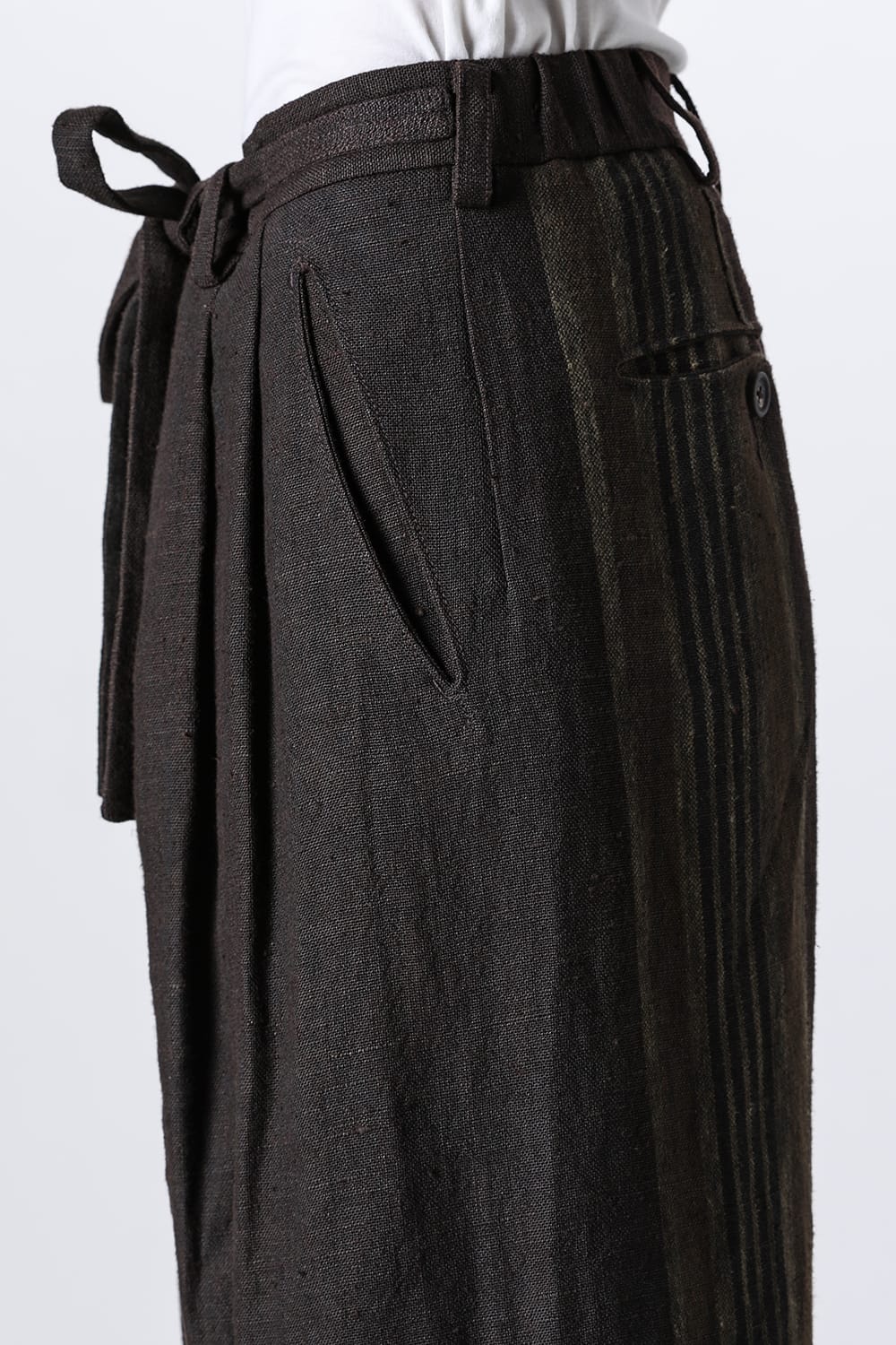 Front Pleats Half Drawstring Trousers