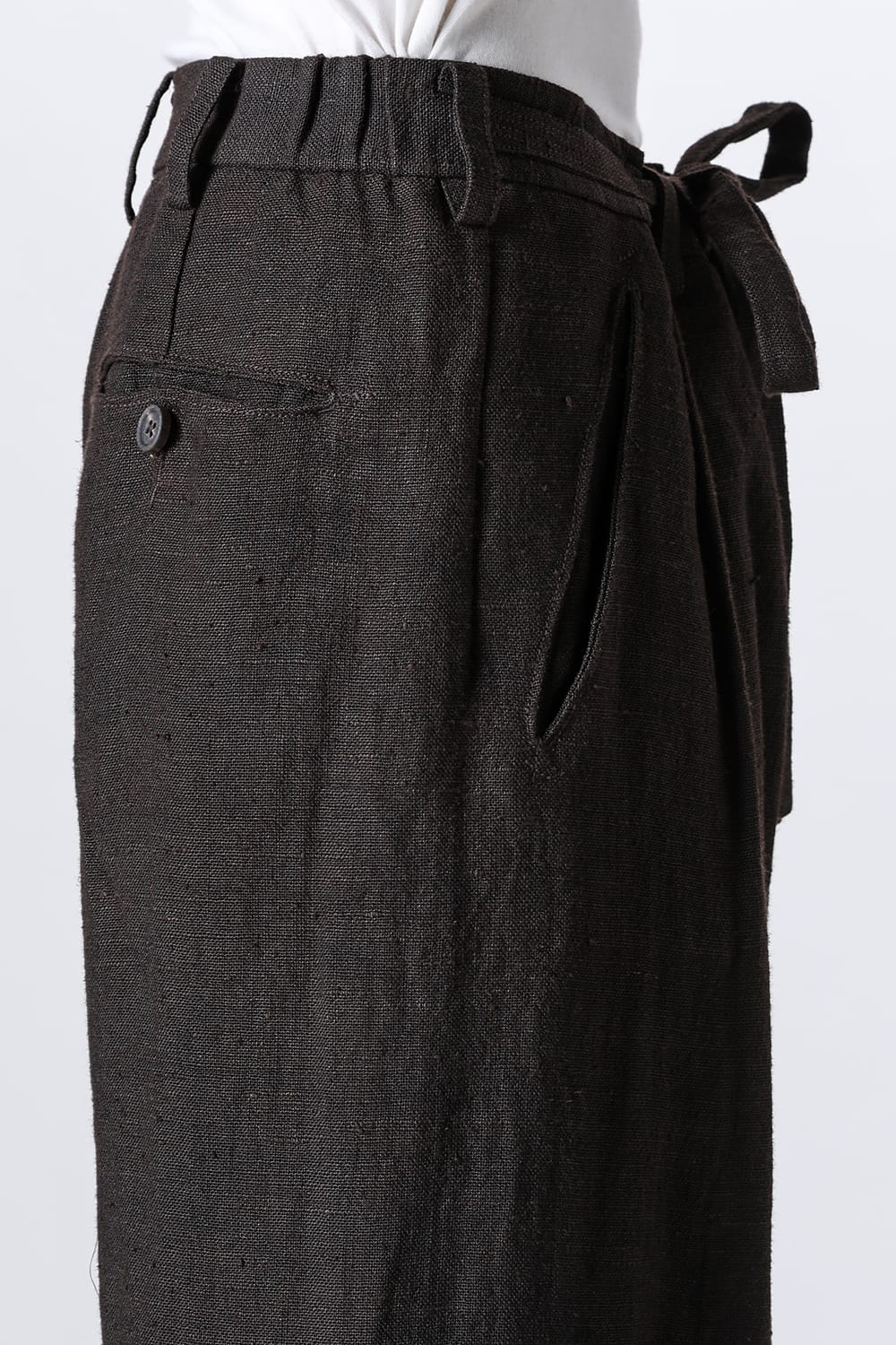 Front Pleats Half Drawstring Trousers