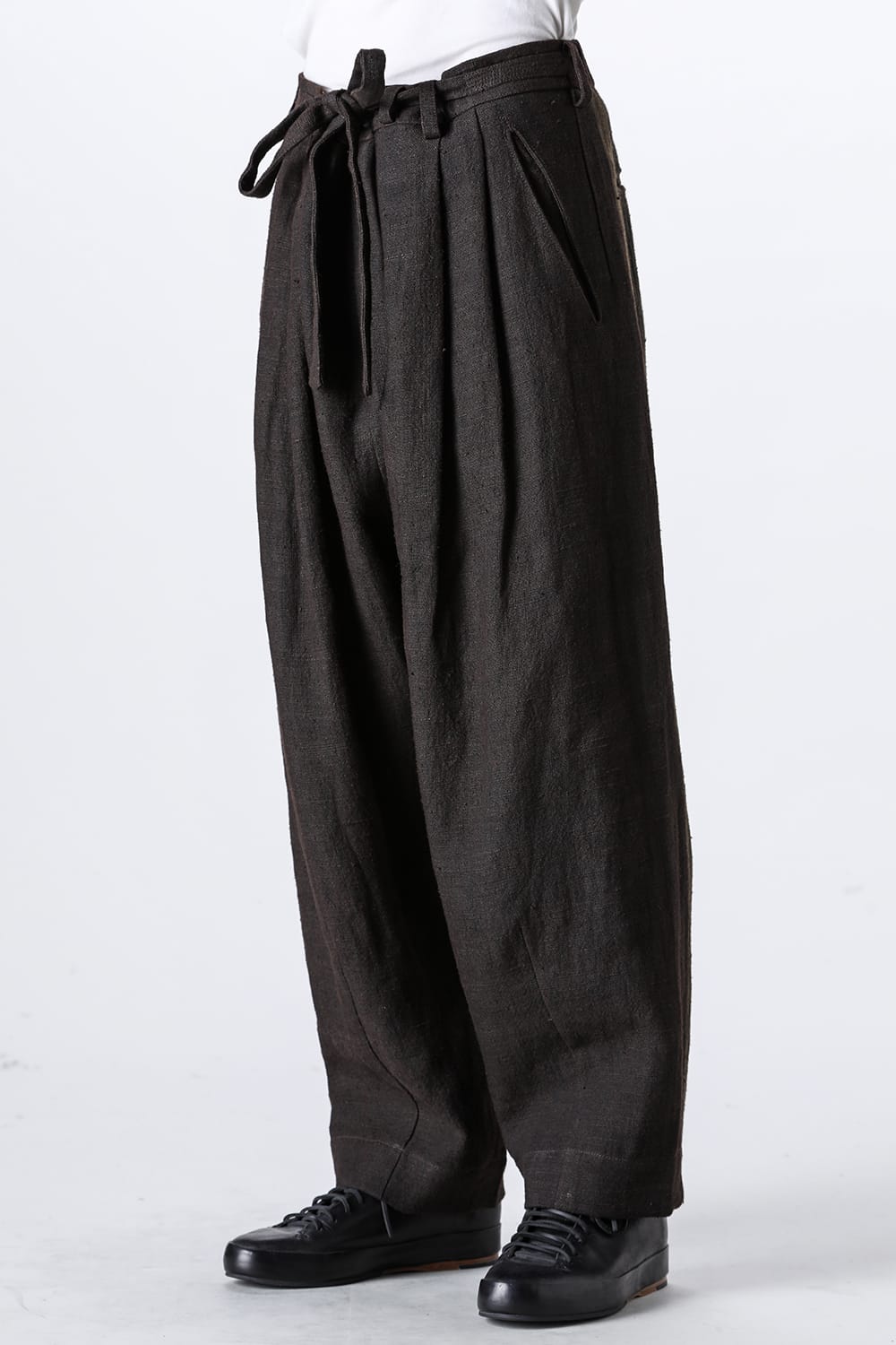 Front Pleats Half Drawstring Trousers