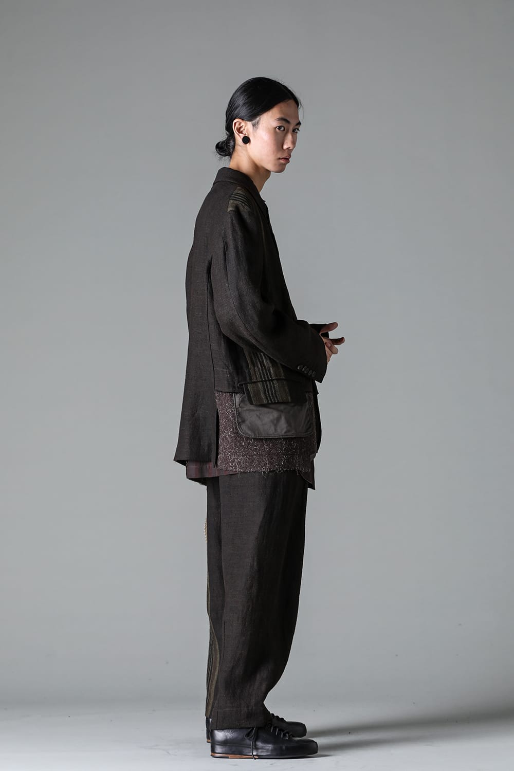 Front Pleats Half Drawstring Trousers