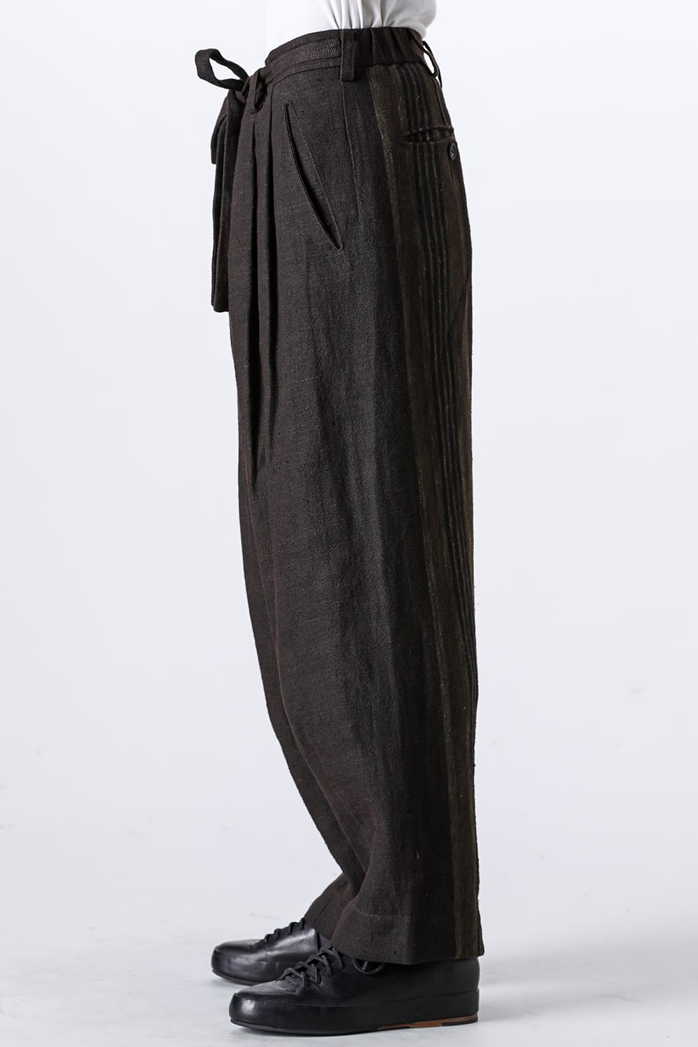 Front Pleats Half Drawstring Trousers
