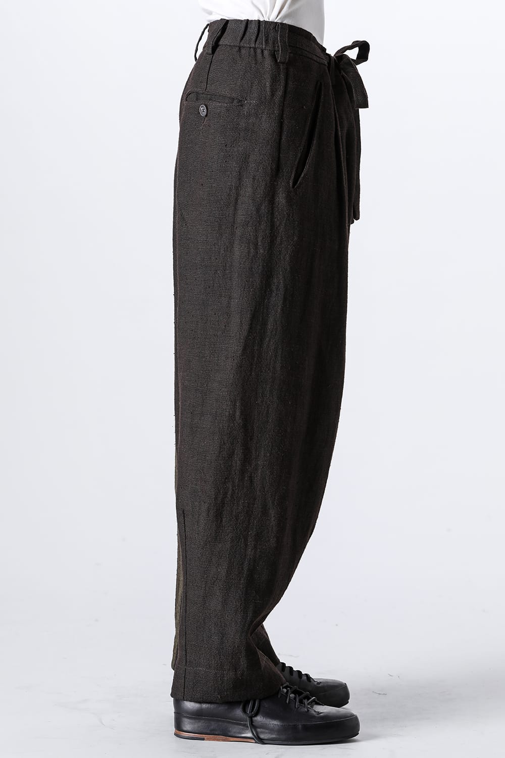 Front Pleats Half Drawstring Trousers