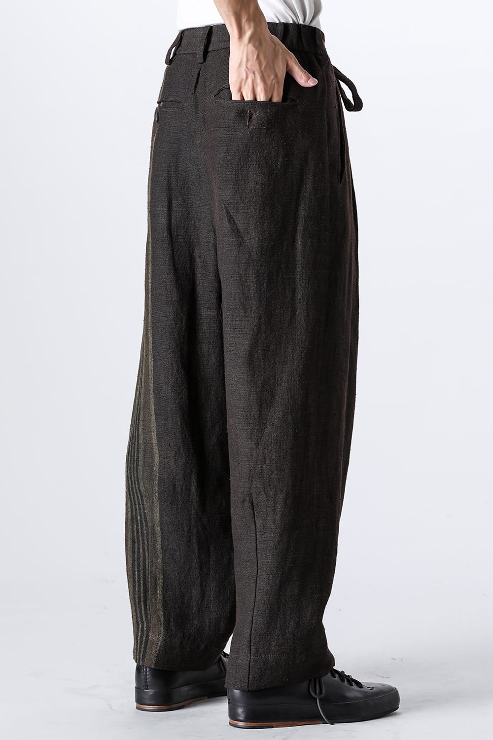 Front Pleats Half Drawstring Trousers