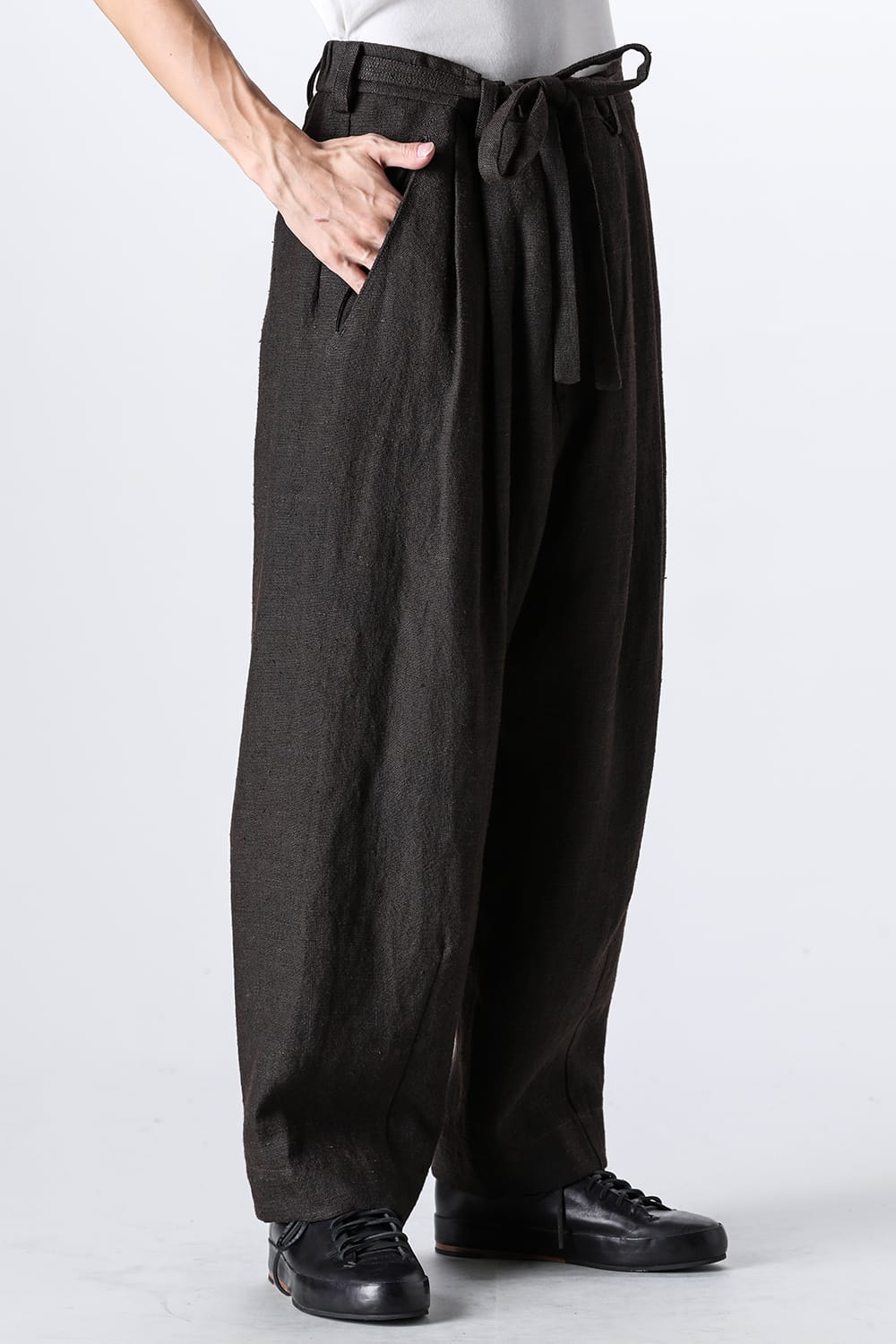 Front Pleats Half Drawstring Trousers