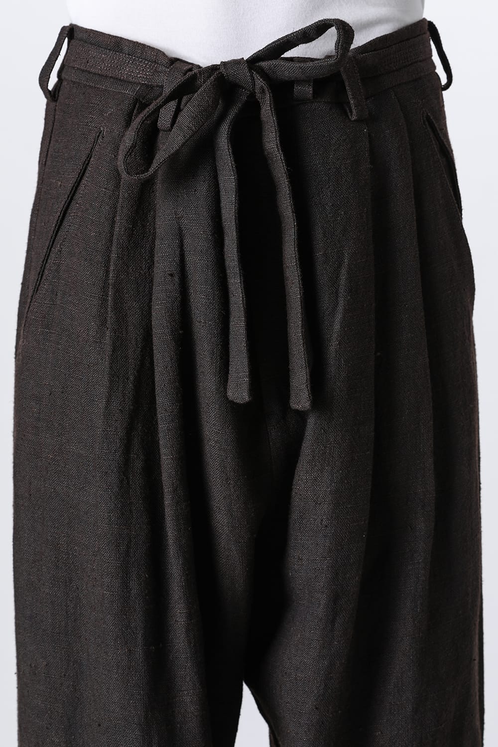 Front Pleats Half Drawstring Trousers