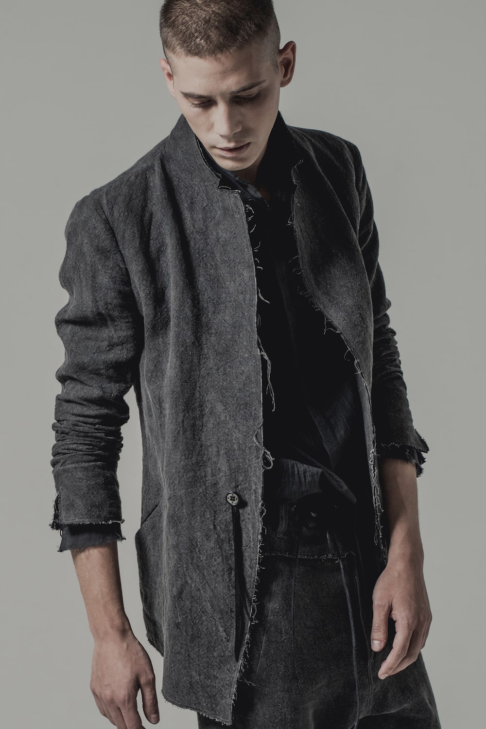 Sumi Dyed Linen Tailored Jacket