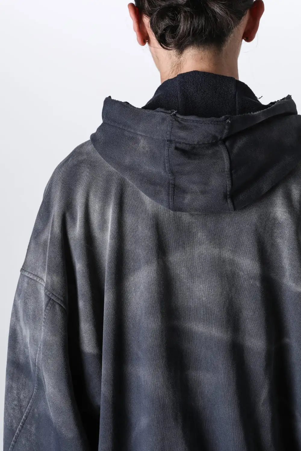 Faded Garment Wash Sweat Hoodie Black