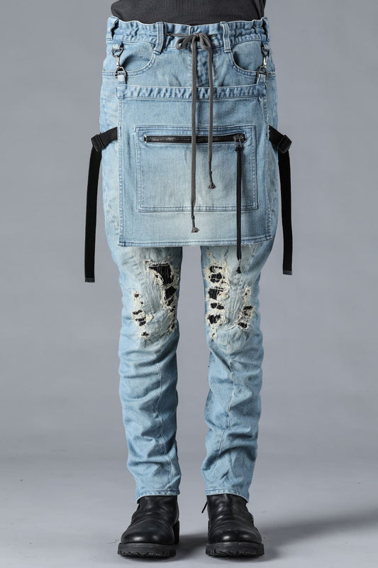 Bum Flap Distressed Denim Drop Crotch Slim Pants