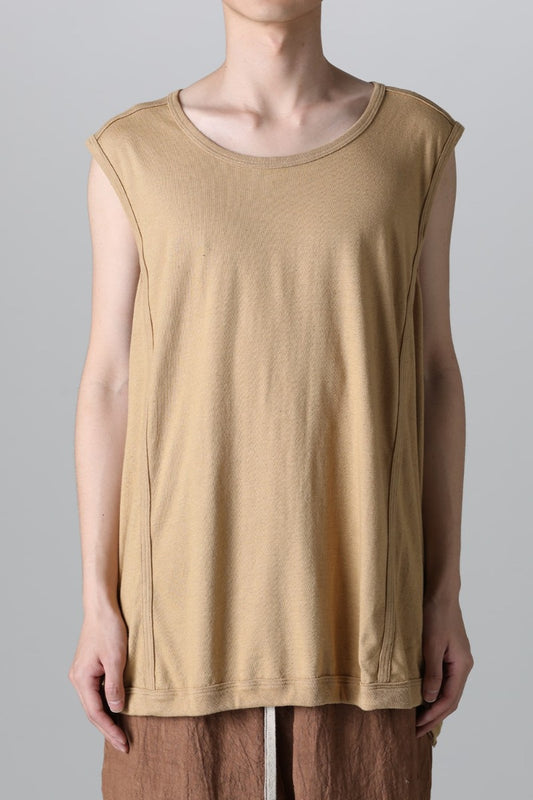 SLEEVELESS TEE Cotton Hemp Jersey YELLOW BEIGE