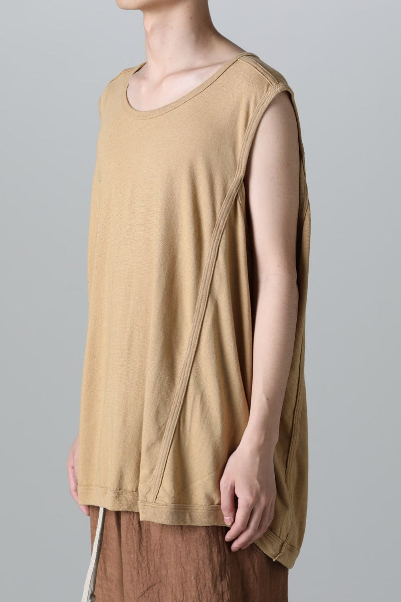 SLEEVELESS TEE Cotton Hemp Jersey YELLOW BEIGE