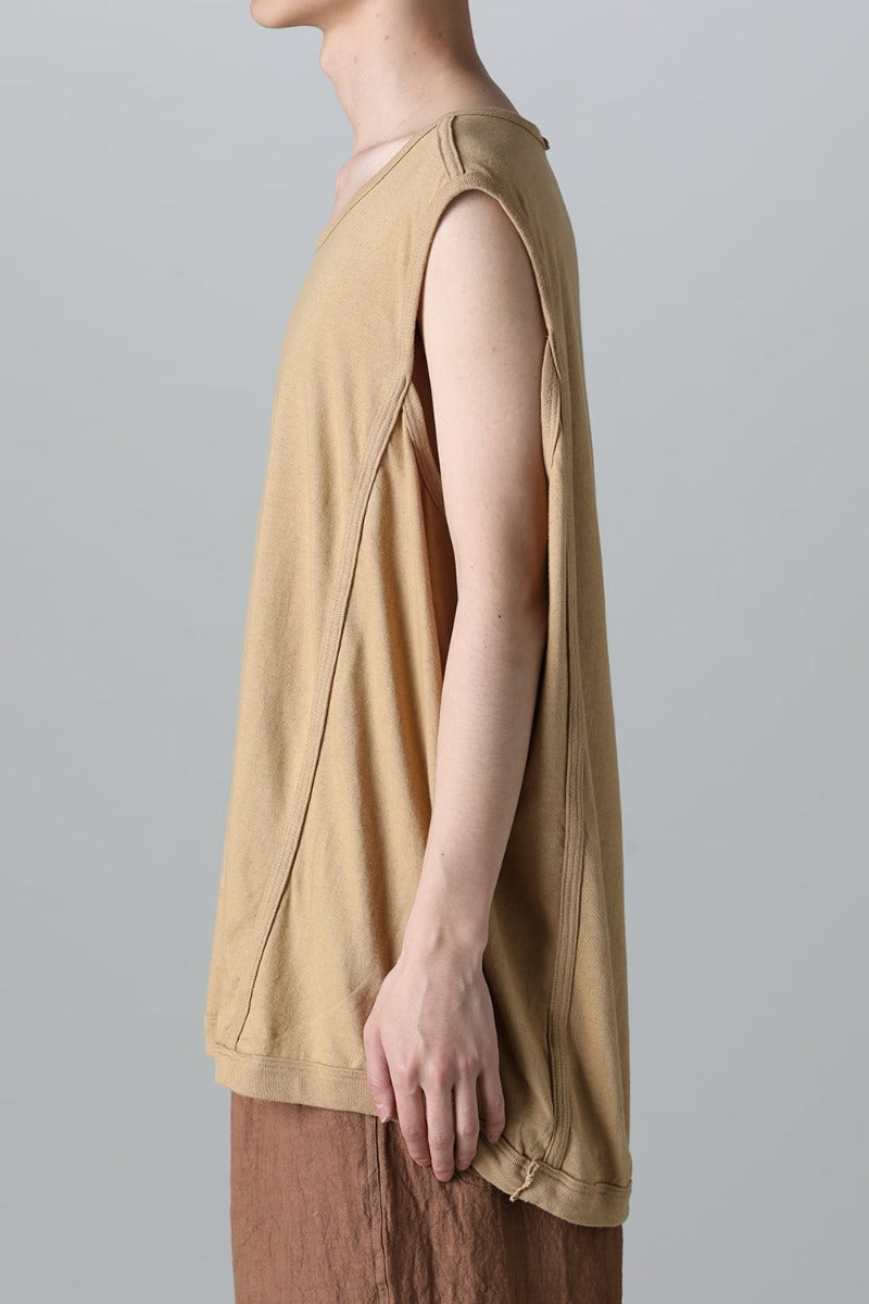 SLEEVELESS TEE Cotton Hemp Jersey YELLOW BEIGE