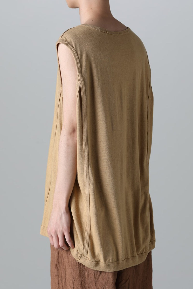 SLEEVELESS TEE Cotton Hemp Jersey YELLOW BEIGE