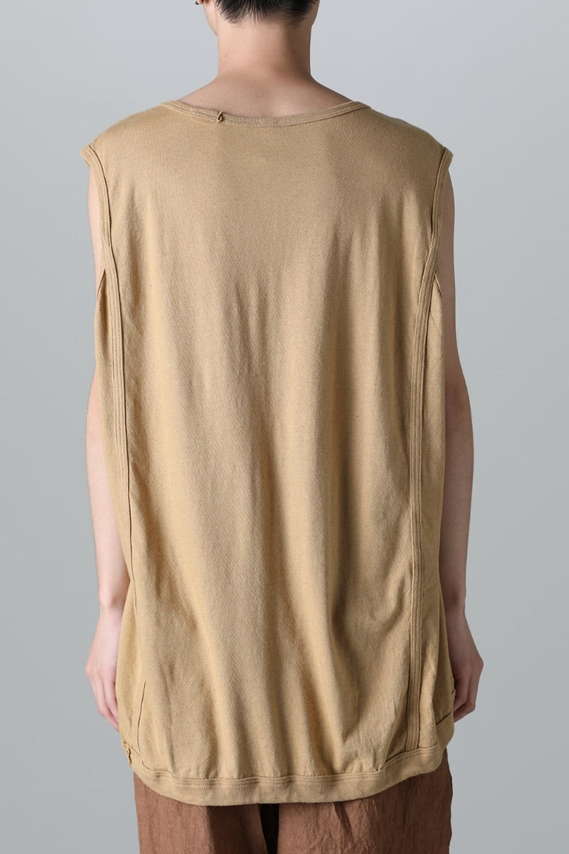 SLEEVELESS TEE Cotton Hemp Jersey YELLOW BEIGE