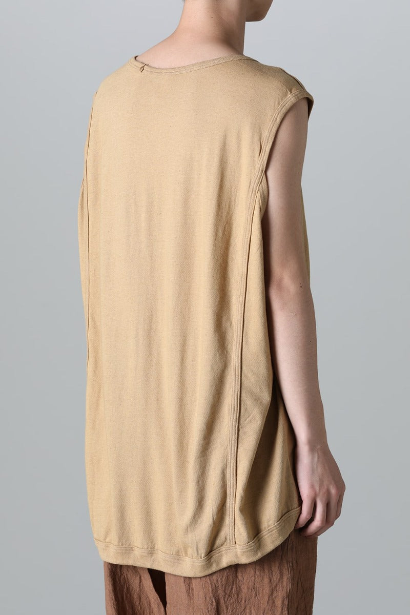 SLEEVELESS TEE Cotton Hemp Jersey YELLOW BEIGE