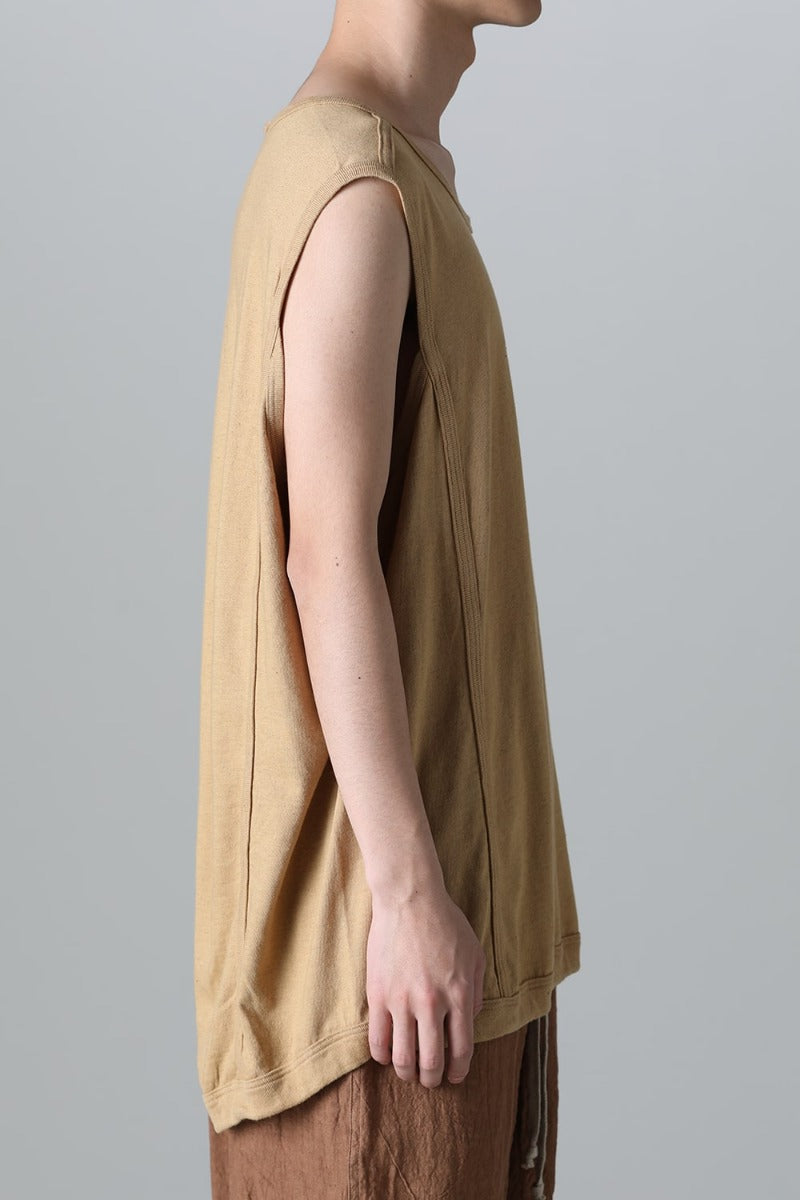 SLEEVELESS TEE Cotton Hemp Jersey YELLOW BEIGE