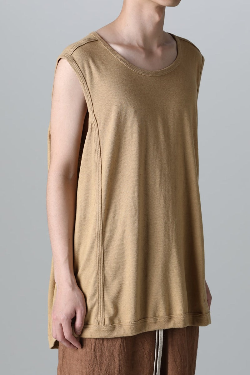 SLEEVELESS TEE Cotton Hemp Jersey YELLOW BEIGE