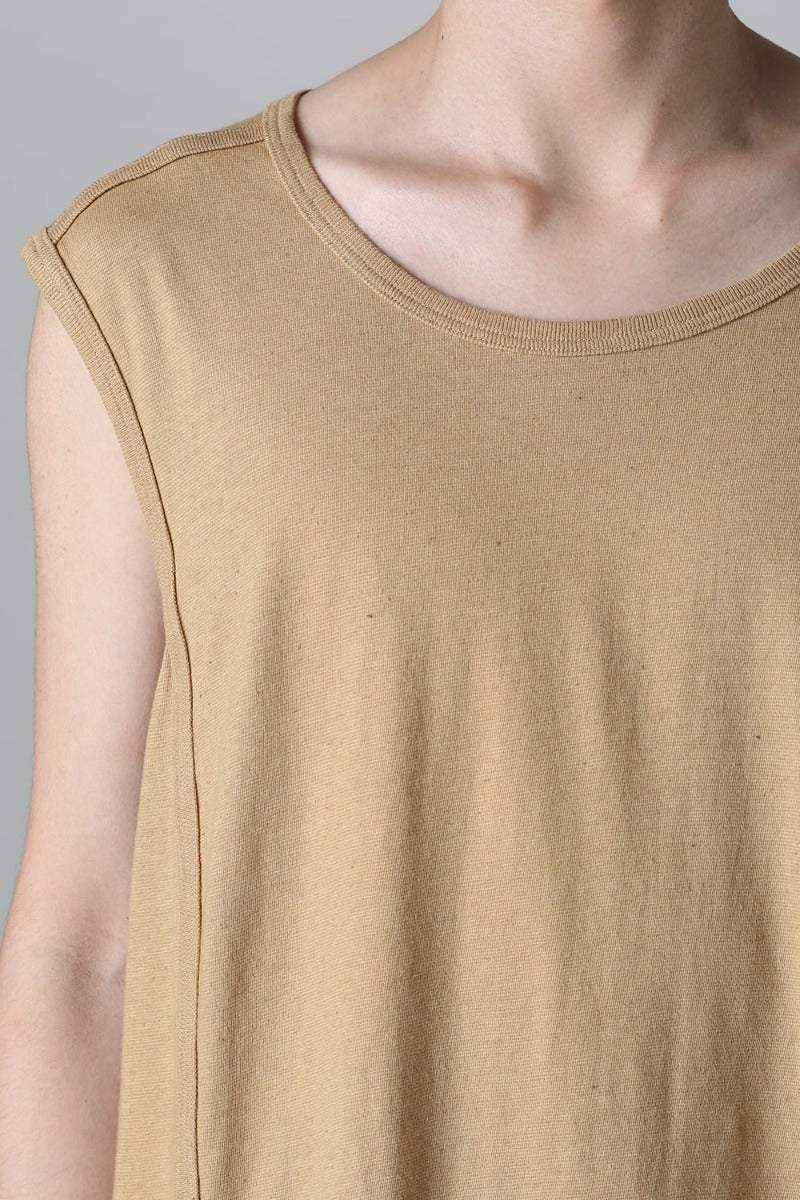 SLEEVELESS TEE Cotton Hemp Jersey YELLOW BEIGE