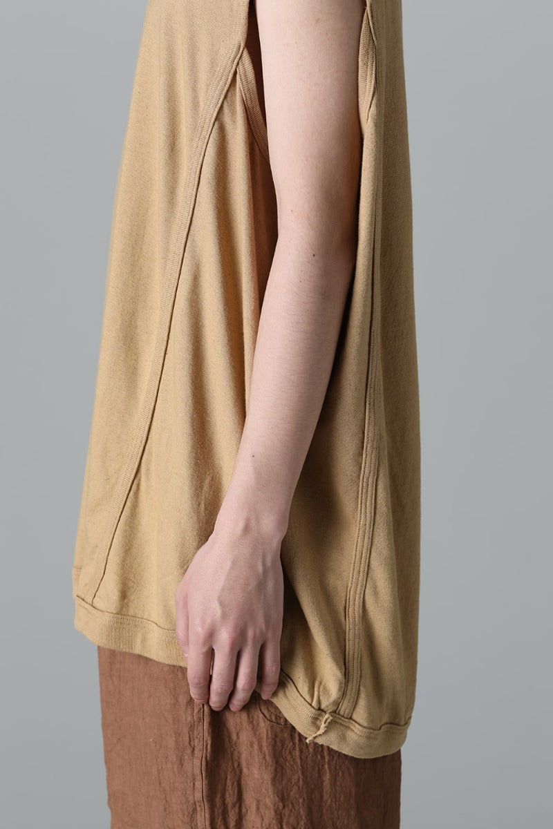 SLEEVELESS TEE Cotton Hemp Jersey YELLOW BEIGE