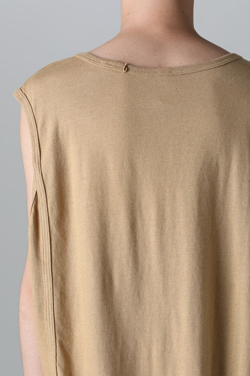 SLEEVELESS TEE Cotton Hemp Jersey YELLOW BEIGE