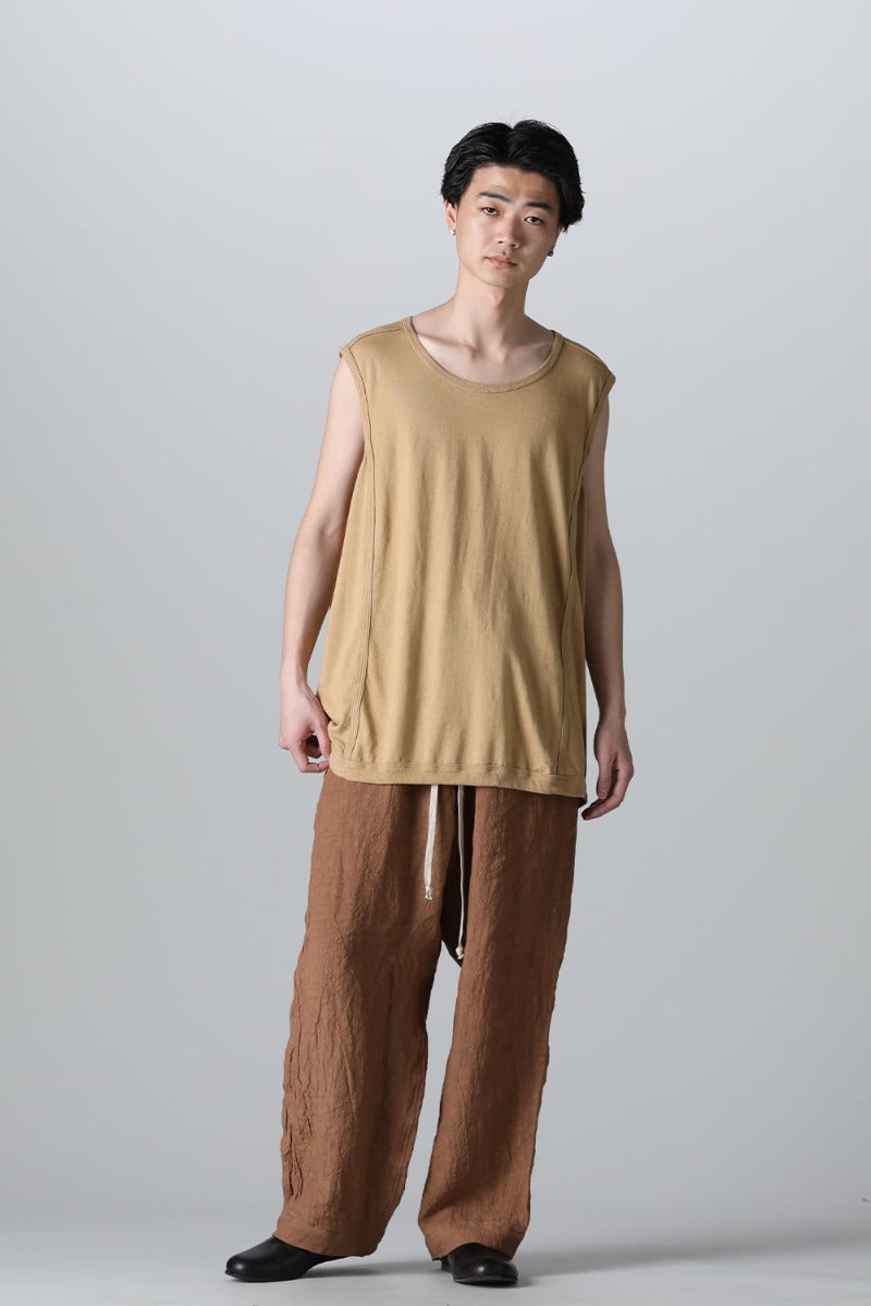 SLEEVELESS TEE Cotton Hemp Jersey YELLOW BEIGE