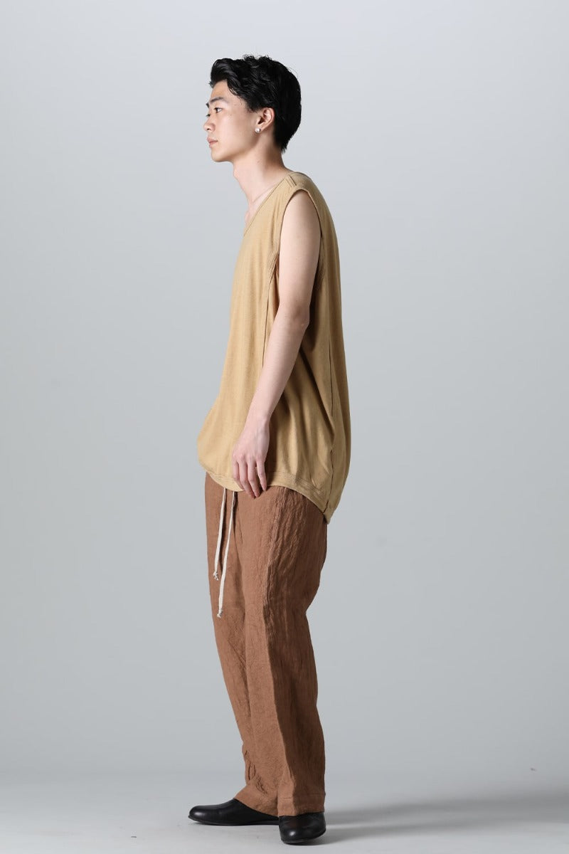 SLEEVELESS TEE Cotton Hemp Jersey YELLOW BEIGE