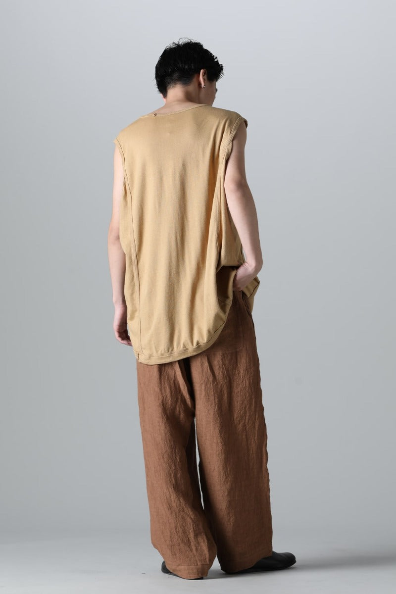 SLEEVELESS TEE Cotton Hemp Jersey YELLOW BEIGE