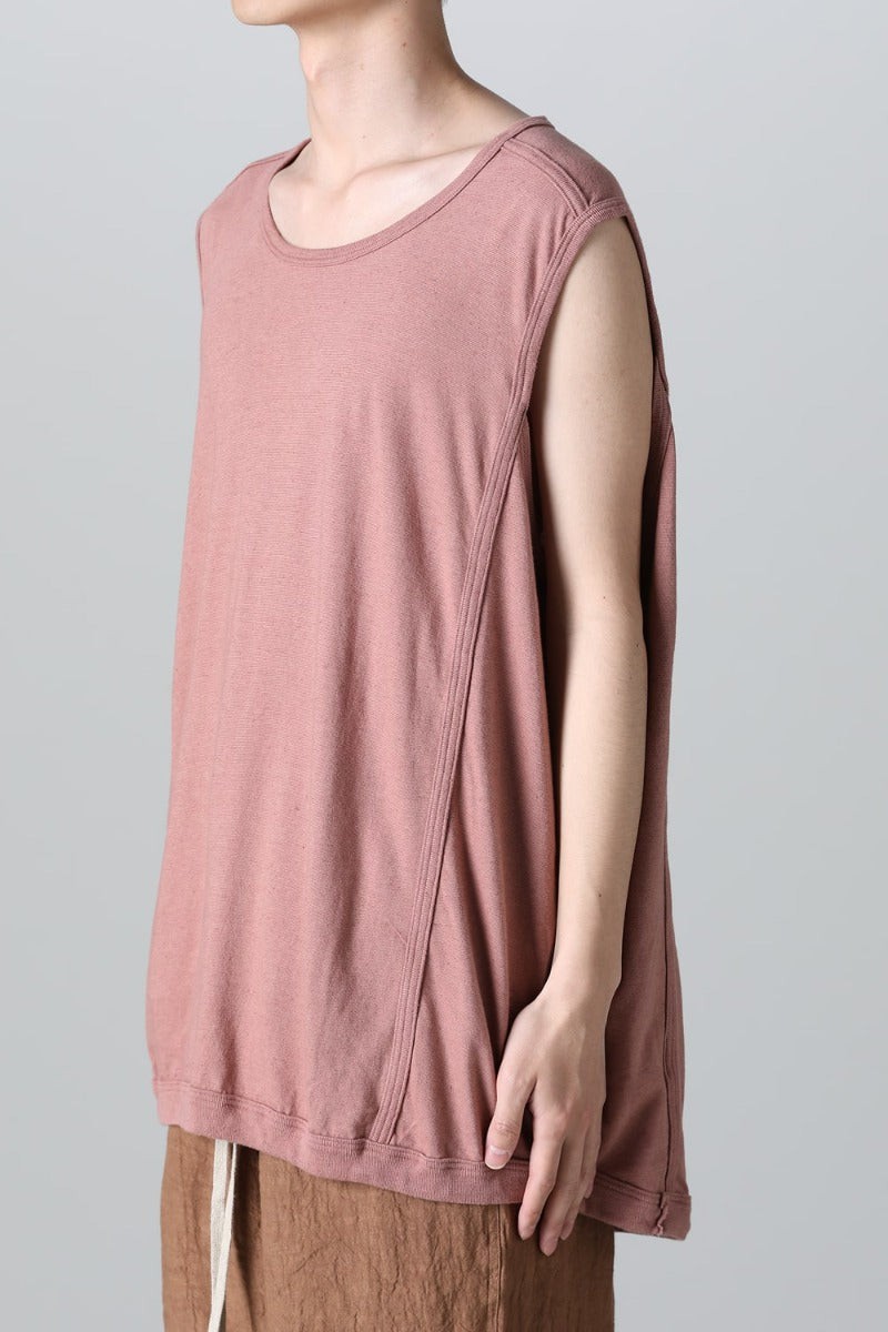 SLEEVELESS TEE Cotton Hemp Jersey OLD PINK