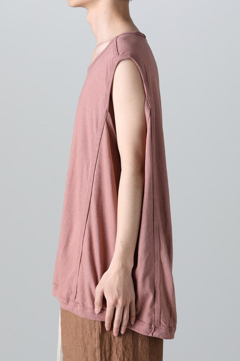 SLEEVELESS TEE Cotton Hemp Jersey OLD PINK