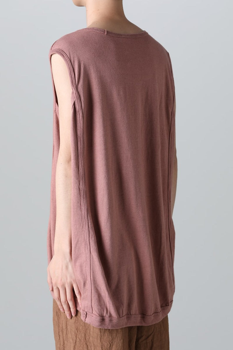 SLEEVELESS TEE Cotton Hemp Jersey OLD PINK