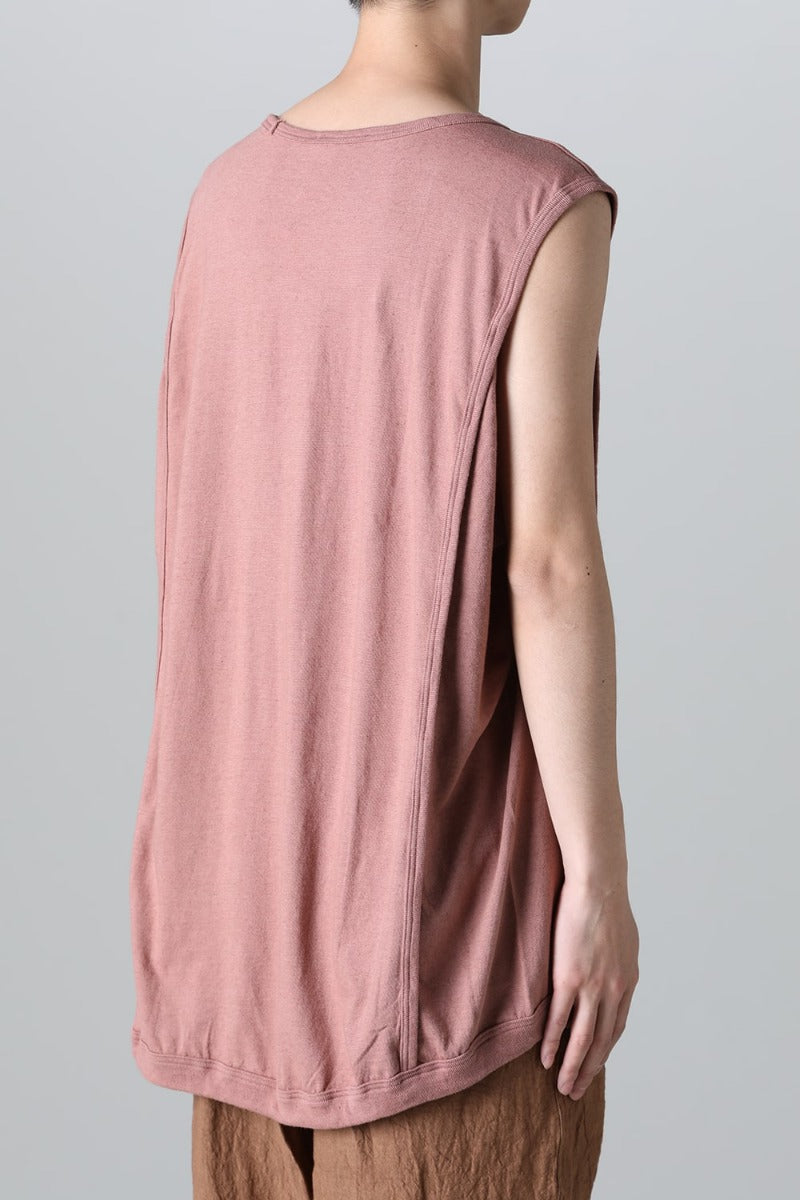 SLEEVELESS TEE Cotton Hemp Jersey OLD PINK