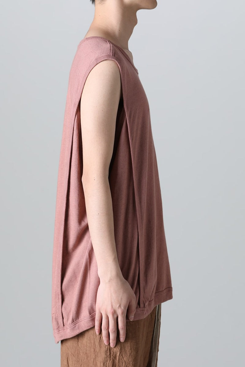 SLEEVELESS TEE Cotton Hemp Jersey OLD PINK